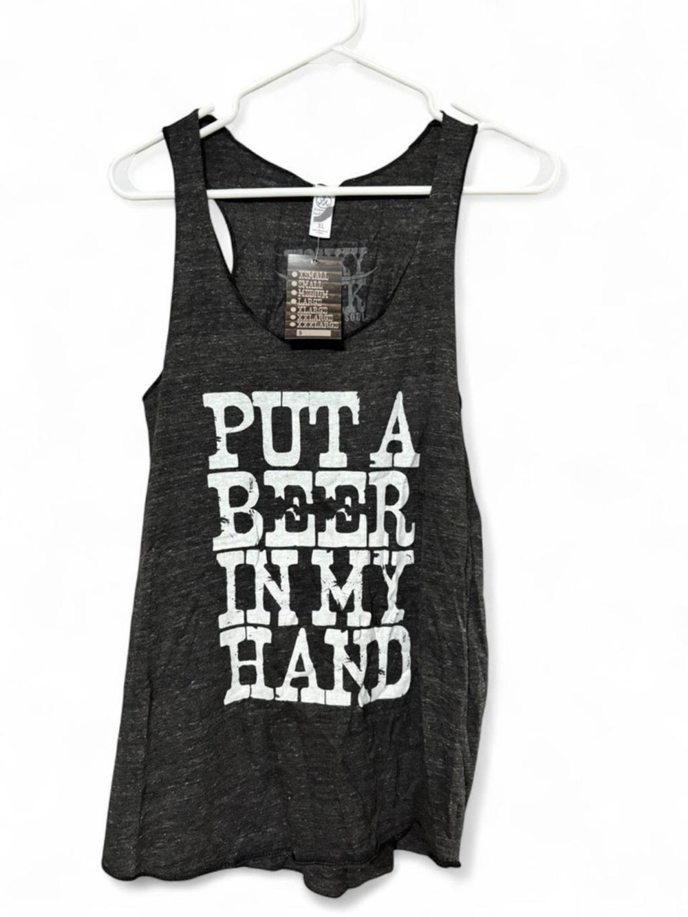 Honky Toni Graphic Tank — Charcoal Heather with White Print